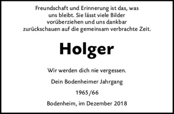 Traueranzeige von Holger  von vrm-trauer