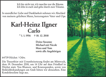 Traueranzeige von Karl-Heinz Ilgner von vrm-trauer
