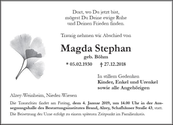 Traueranzeige von Magda Stephan von vrm-trauer