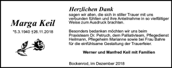 Traueranzeige von Marga Keil von vrm-trauer