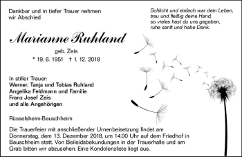 Traueranzeige von Marianne Ruhland von vrm-trauer