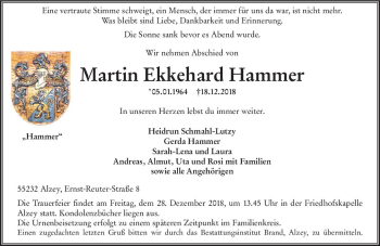 Traueranzeige von Martin Ekkehard Hammer von vrm-trauer