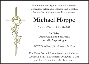 Traueranzeige von Michael Hoppe von vrm-trauer