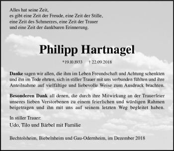 Traueranzeige von Philipp Hartnagel von vrm-trauer