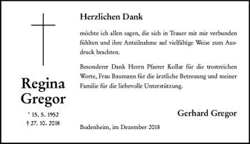 Traueranzeige von Regina Gregor von vrm-trauer