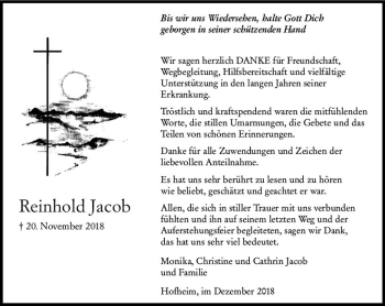Traueranzeige von Reinhold Jacob von vrm-trauer