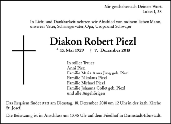 Traueranzeige von Robert Piezl von vrm-trauer