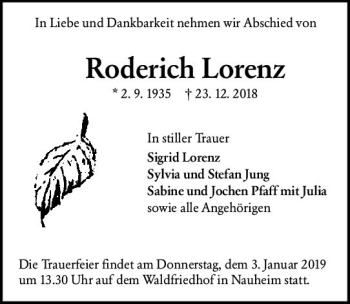 Traueranzeige von Roderich Lorenz von vrm-trauer