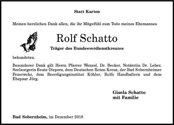 Traueranzeige von Rolf Schatto von vrm-trauer