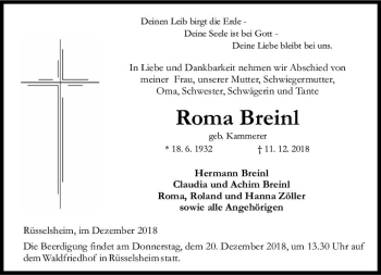 Traueranzeige von Roma Breinl von vrm-trauer