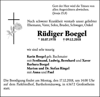 Traueranzeige von Rüdiger Boegel von vrm-trauer