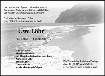 Traueranzeige von Uwe Löhr von vrm-trauer