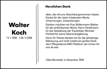Traueranzeige von Walter Koch von vrm-trauer