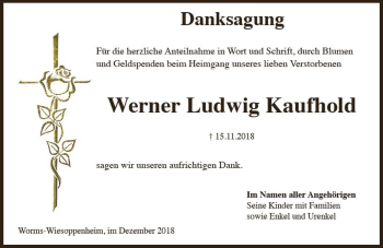 Traueranzeige von Werner Ludwig Kaufhold von vrm-trauer