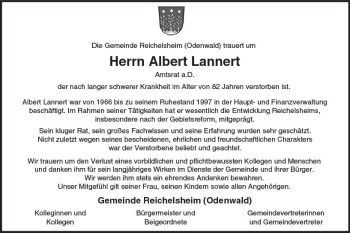 Traueranzeige von Albert Lannert von Trauerportal Rhein Main Presse