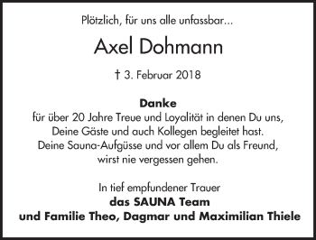 Traueranzeige von Axel Dohmann von Trauerportal Rhein Main Presse