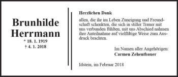 Traueranzeige von Brunhilde Herrmann von Trauerportal Rhein Main Presse