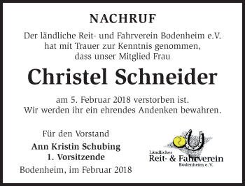 Traueranzeige von Christel Schneider von Trauerportal Rhein Main Presse