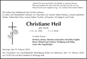 Traueranzeige von Christiane Heil von  Kreisanzeiger