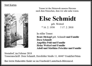 Traueranzeige von Else Schmidt von VRM Trauer
