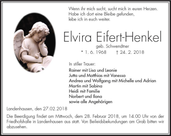 Traueranzeige von Elvira Eifert-Henkel von VRM Trauer
