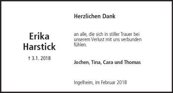 Traueranzeige von Erika Harstick von Trauerportal Rhein Main Presse