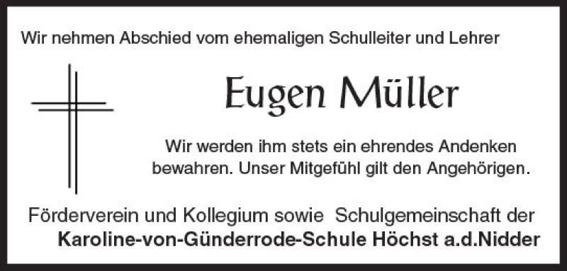  Traueranzeige für Eugen Müller vom 23.02.2018 aus  Kreisanzeiger