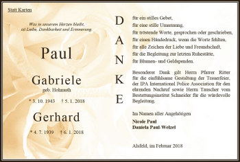 Traueranzeige von Gabriele und Gerhard Paul von VRM Trauer