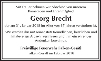 Traueranzeige von Georg Brecht von Trauerportal Rhein Main Presse