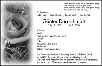 Traueranzeige von Günter Dürrschmidt von  Gießener Anzeiger