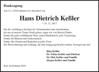 Traueranzeige von Hans Dietrich Keßler von Trauerportal Rhein Main Presse