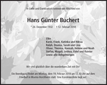 Traueranzeige von Hans Günter Buchert von Trauerportal Rhein Main Presse