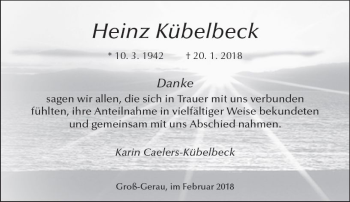 Traueranzeige von Heinz Kübelbeck von Trauerportal Rhein Main Presse