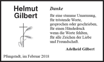 Traueranzeige von Helmut Gilbert von Trauerportal Rhein Main Presse