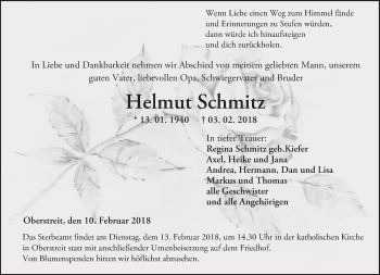 Traueranzeige von Helmut Schmitz von Trauerportal Rhein Main Presse