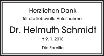 Traueranzeige von Helmuth Schmidt von Trauerportal Rhein Main Presse