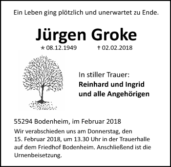 Traueranzeige von Jürgen Groke von Trauerportal Rhein Main Presse