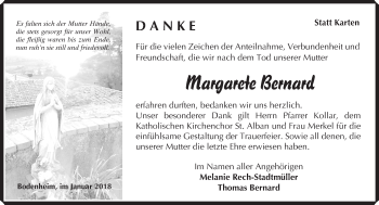 Traueranzeige von Margarete Bernard von Trauerportal Rhein Main Presse