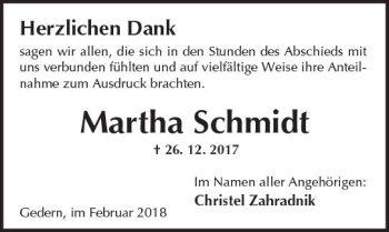 Traueranzeige von Martha Schmidt von  Kreisanzeiger