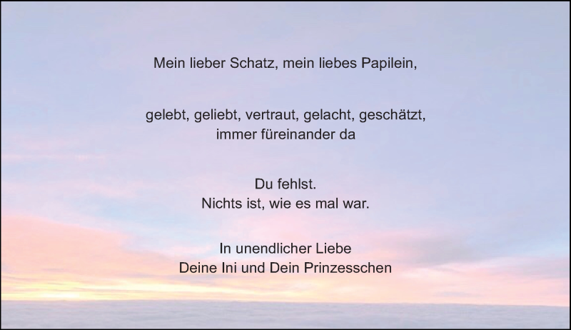  Traueranzeige für Papilein  vom 10.02.2018 aus Trauerportal Rhein Main Presse