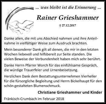 Traueranzeige von Rainer Grieshammer von Trauerportal Rhein Main Presse