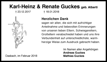 Traueranzeige von Renate Guckes von Trauerportal Rhein Main Presse