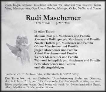 Traueranzeige von Rudi Maschemer von Trauerportal Rhein Main Presse