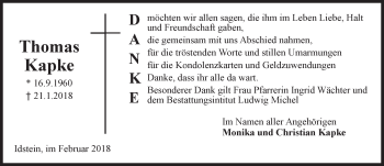 Traueranzeige von Thomas Kapke von Trauerportal Rhein Main Presse