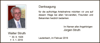 Traueranzeige von Walter Struth von VRM Trauer