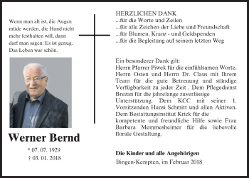 Traueranzeige von Werner Bernd von Trauerportal Rhein Main Presse