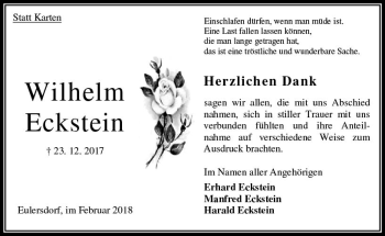 Traueranzeige von Wilhelm Eckstein von VRM Trauer
