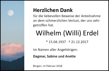 Traueranzeige von Wilhelm Erdel von Trauerportal Rhein Main Presse