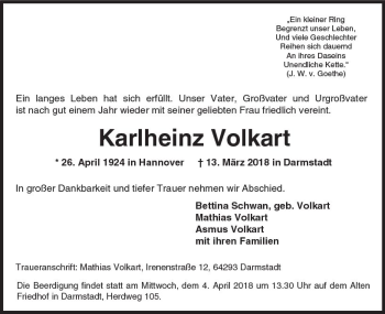 Traueranzeige von Elisabeth Volkart von Trauerportal Rhein Main Presse