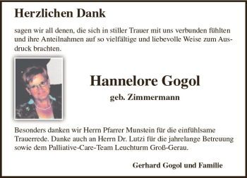 Traueranzeige von Hannelore Gogol von Trauerportal Rhein Main Presse